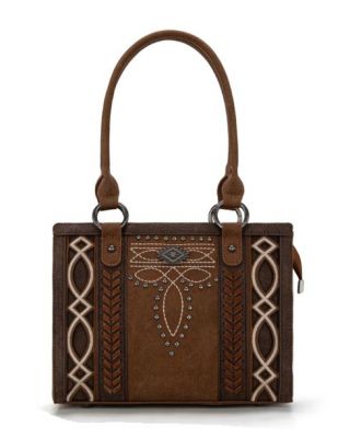 MW1325G-8317 BR Montana West Cut-Out Embroidered Concealed Carry Tote