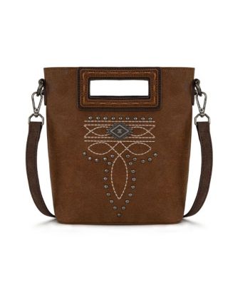 MW1325-8360 BR Montana West Cut-Out Embroidered Top Handle Crossbody