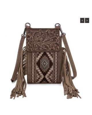 MW1328-1835 KH Montana West Tooled/Embroidered Collection Phone Crossbody Bag