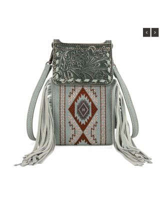 MW1328-1835 LGN Montana West Tooled/Embroidered Collection Phone Crossbody Bag