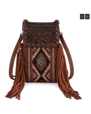 MW1328-1835 BR Montana West Tooled/Embroidered Collection Phone Crossbody Bag