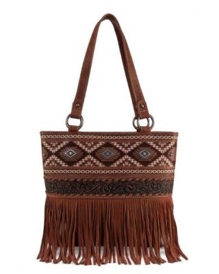 MW1330G-8317 BR Montana West Tooled/Embroidered Collection Concealed Carry Tote