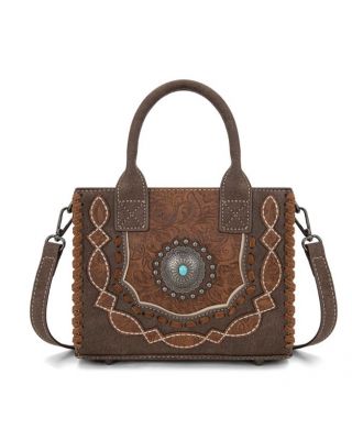 MW1331-8322 BR Montana West Concho Collection Small Tote/Crossbody