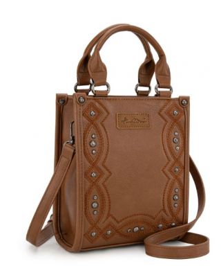MW1334-1831 BR Montana West Embroidered Aztec Small Tote/Crossbody