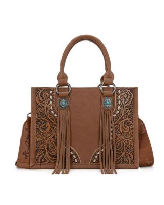 MW1339-2002 BR Montana West Tooled Concho Concealed Carry Tote/Crossbody
