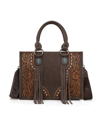 MW1339-2002 CF Montana West Tooled Concho Concealed Carry Tote/Crossbody