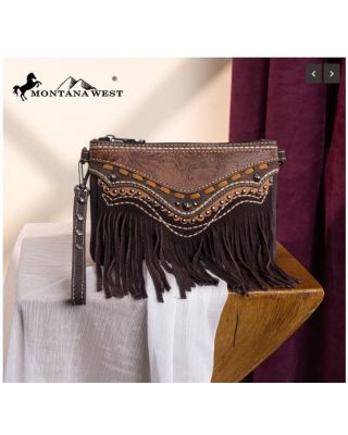 MW1340-181CF Montana West Fringe Collection Clutch/Crossbody