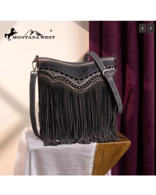 MW1340G-9360BK Montana West Fringe Collection Crossbody