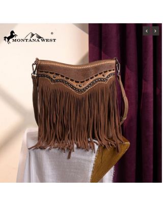 MW1340G-9360BR Montana West Fringe Collection Crossbody