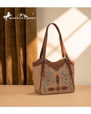 MW1344-8250 TN Montana West Embroidered Boot Scroll Tote