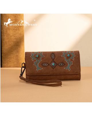 MW1344-W002 BR Montana West Concho Embroidered Collection Wallet