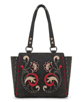 MW1348-8250 BK Montana West Embroidered Tote Bag