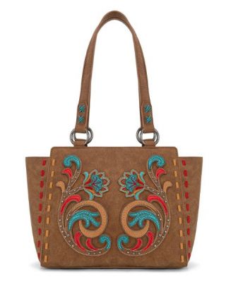 MW1348-8250 BR Montana West Embroidered Tote Bag
