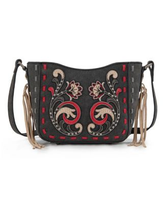 MW1348-8360 BK Montana West Embroidered Crossbody