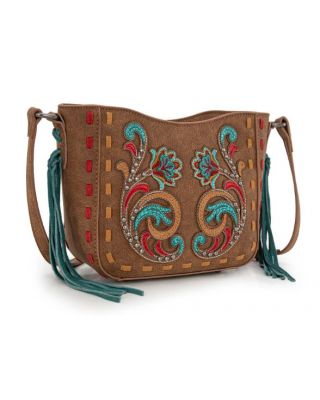 MW1348-8360 BR Montana West Embroidered Crossbody