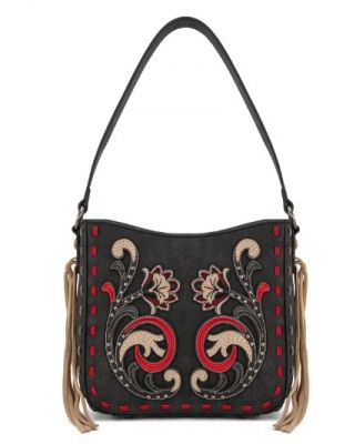 MW1348-918  BK Montana West Embroidered Hobo Bag