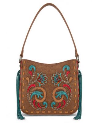 MW1348-918 BR Montana West Embroidered Hobo Bag