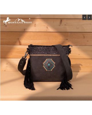 MW1350-8360 BK Montana West Tooled Aztec Concho