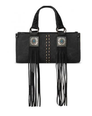 MW1351-888 BK Montana West Western Fringe Concho Collection Mini Crossbody Bag