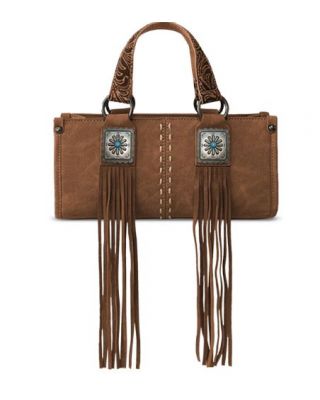 MW1351-888 BR Montana West Western Fringe Concho Collection Mini Crossbody Bag