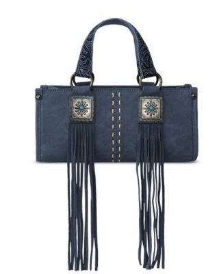 MW1351-888 NY Montana West Western Fringe Concho Collection Mini Crossbody Bag