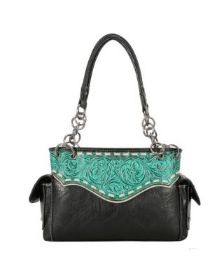 TR150G-8085 BK Trinity Ranch Tooled Collection Concealed Carry Satchel