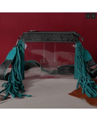 MW906-A191 TL Montana West Western Fringe Stadium Clear Crossbody Bag