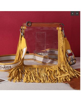 MW906-A192 YL Montana West Western Fringe Stadium Clear Crossbody Bag