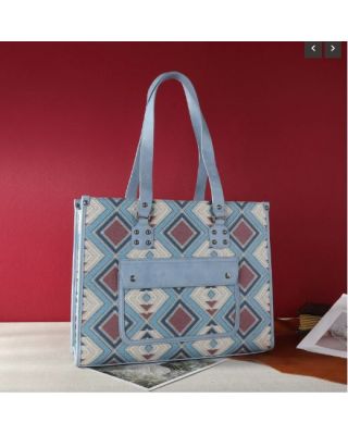 MWF1020-8119S BL  Montana West Aztec Pattern Concealed Carry Wide Tote