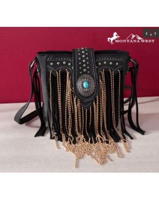 MWF1047-8360 BK Montana West Fringe Collection Crossbody