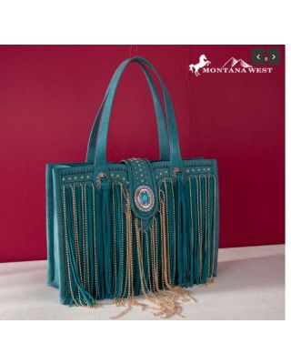 MWF1047G-8119 TQ  Montana West Fringe Collection Concealed Carry Tote