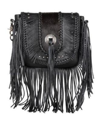 MWR-054 BK Montana West Genuine Leather Hair-On Cowhide Fringe Bohemian Crossbody