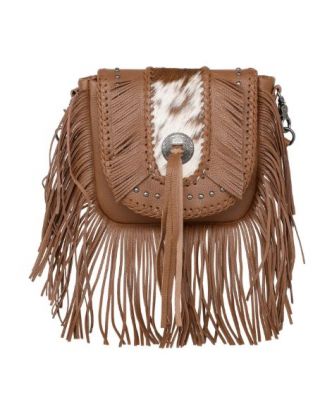MWR-054 BR Montana West Genuine Leather Hair-On Cowhide Fringe Bohemian Crossbody