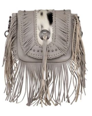 MWR-054 KH Montana West Genuine Leather Hair-On Cowhide Fringe Bohemian Crossbody