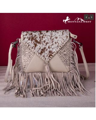 MWR-064 TN Genuine Leather Hair-On Cowhide Fringe Bohemian Crossbody