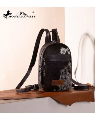 MWR-066 TN Montana West Genuine Hair-On Cowhide Convertible Sling Backpack