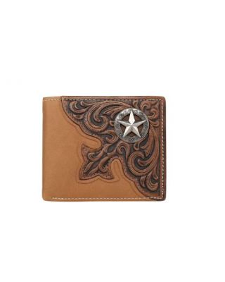 MWS-W031 BR Genuine Leather Tooled Collection Men's Wallet