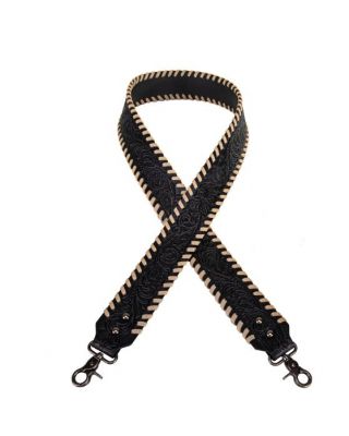 PST-1001 BK Montana West Western Guitar Style Floral Tooled" Crossbody Strap