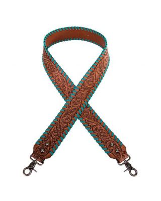 PST-1001 BR Montana West Western Guitar Style Floral Tooled" Crossbody Strap