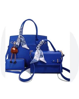 PU25523-T3 BL 2 HANDBAG WITH 1WALLET SET