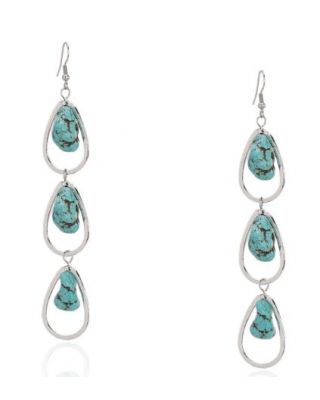 RCE-1128 TQ Rustic Couture's 3 Tiers Artificial Stone Dangling Earring