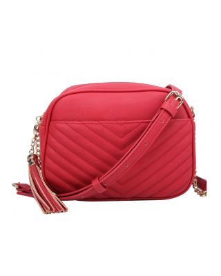WU121 RD TWO ZIPPER CROSBODY BAG