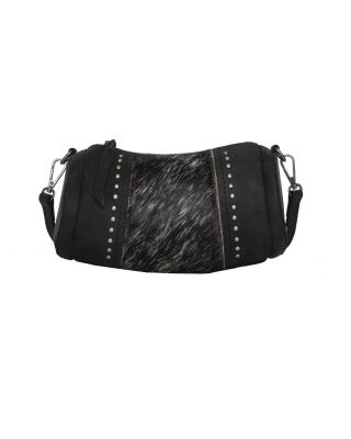 RLC-L156 BK  Montana West Real Leather Cow-Hide Collection Mini Barrel Bag