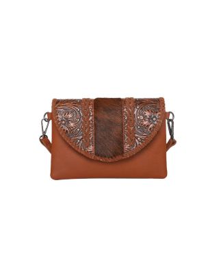 RLC-L157 BR  Montana West Real Leather Tooled Collection Crossbody/Wristlet