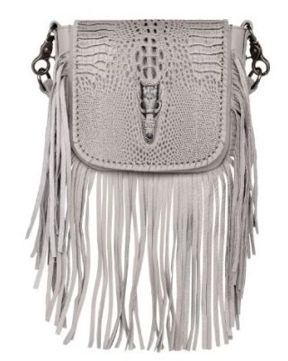 RLC-L160 TN Montana West Genuine Leather Crocodile Embossed Fringe Crossbody