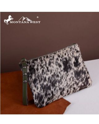 RLH-7001 GN Montana West Hair-On Cowhide Leather Wristlet