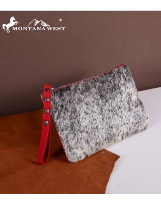 RLH-7001 RD Montana West Hair-On Cowhide Leather Wristlet
