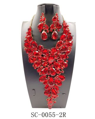 SC-0055 2C RED NECKLACE SET