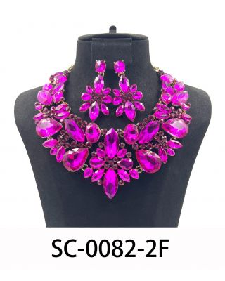 SC-0082 2F FU CRYSTAL NECKLACE SET