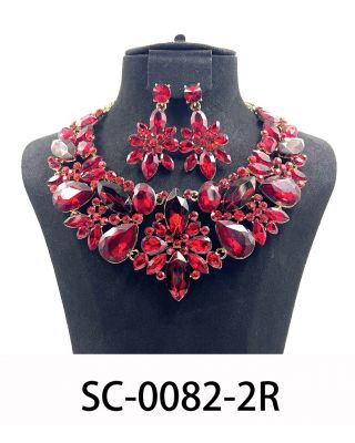 SC-0082 2R RD CRYSTAL NECKLACE SET
